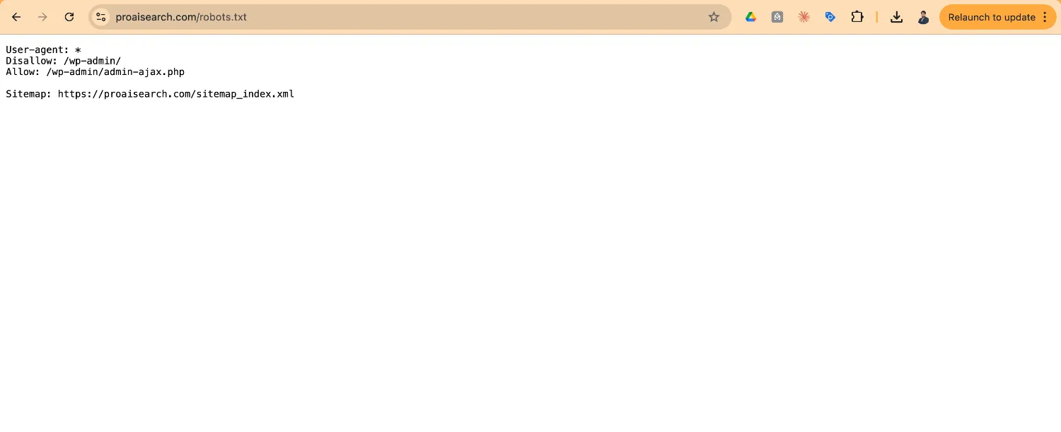 robots.txt configured to allow AI crawlers including PerplexityBot and ChatGPT-User