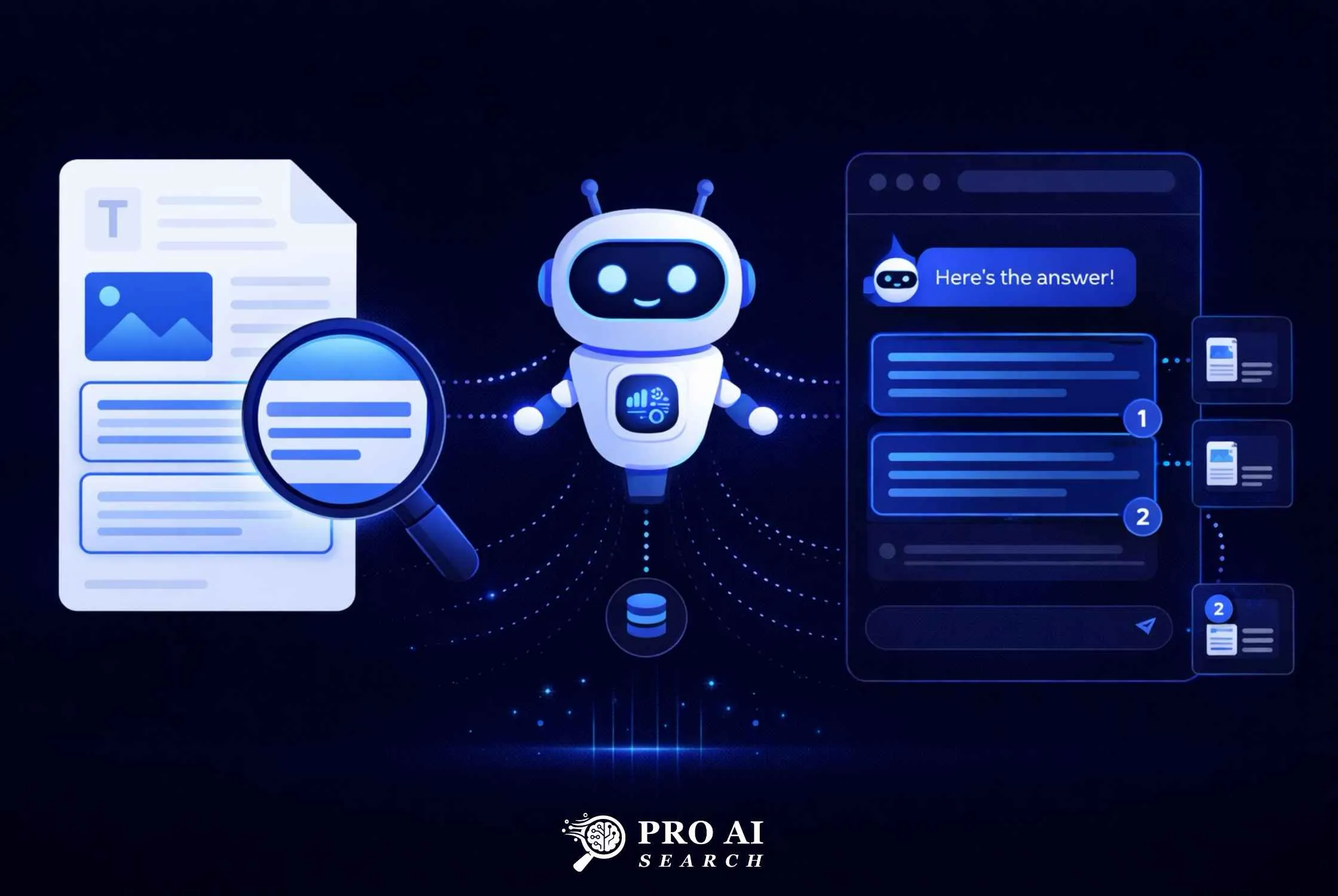 Content optimization for AI search engines showing answer extraction process